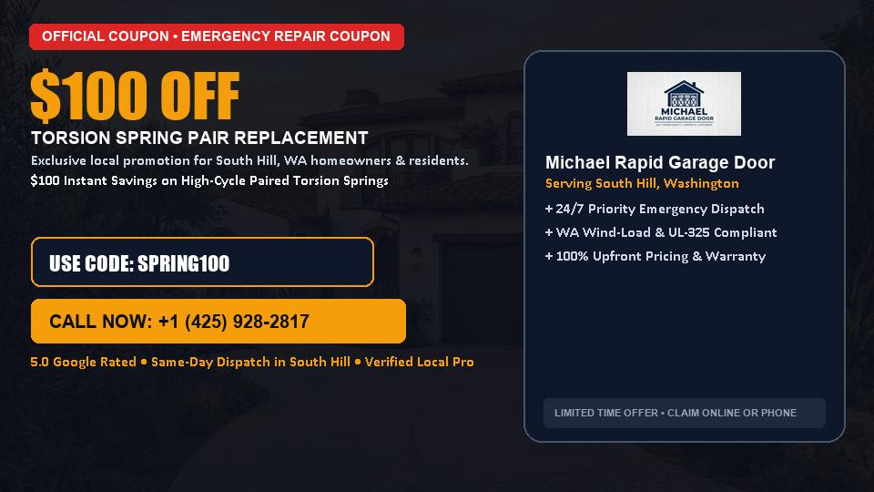 Michael Rapid Garage Door $100 OFF Dual Torsion Spring Replacement in South Hill, WA
